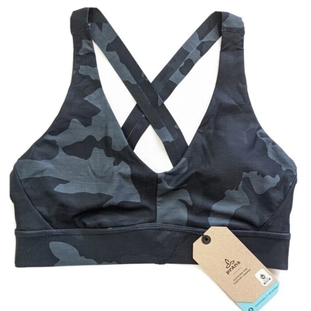 Prana Layna Sports Bra Camo Grey Black XS